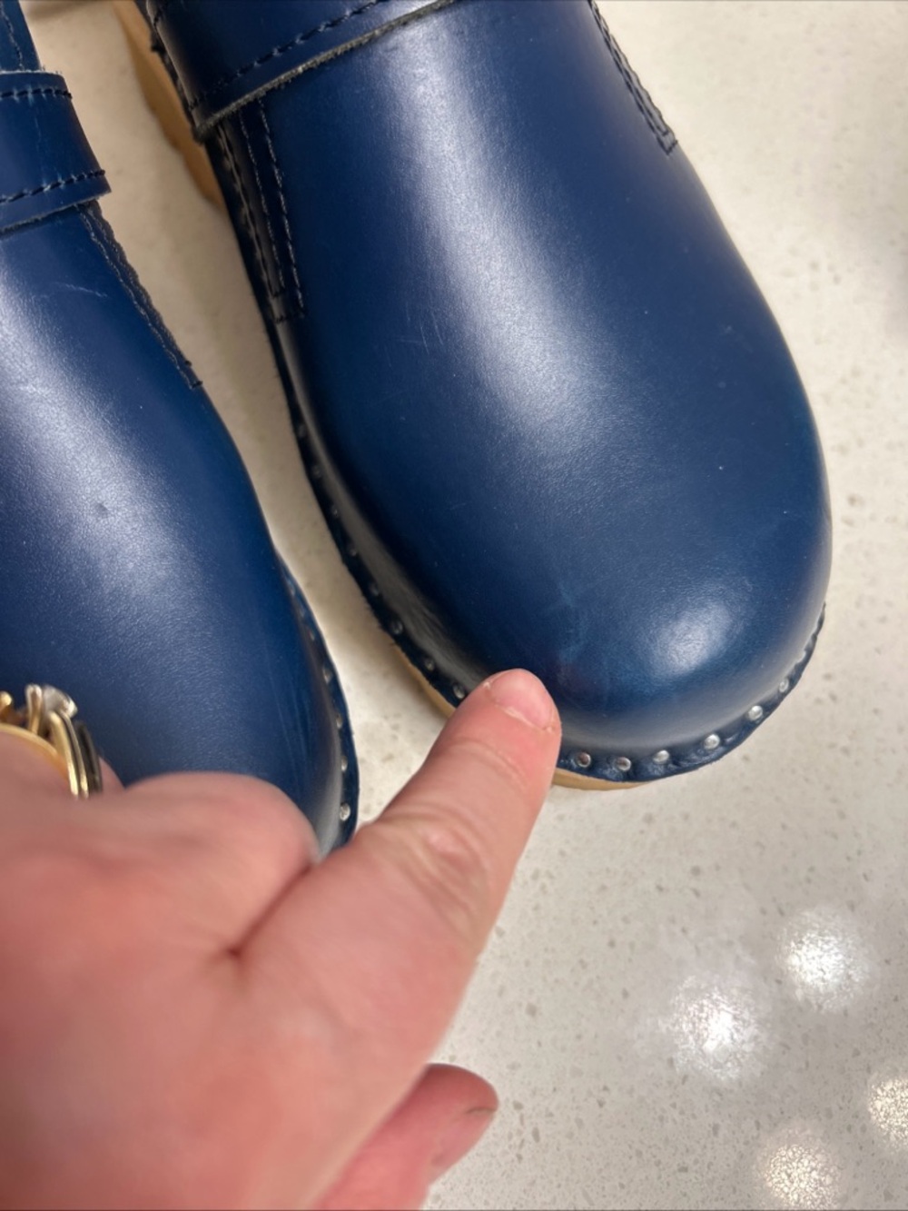 Troentorp Blue Leather Clog Shoes Sweden Size 37 - Picture 4 of 11